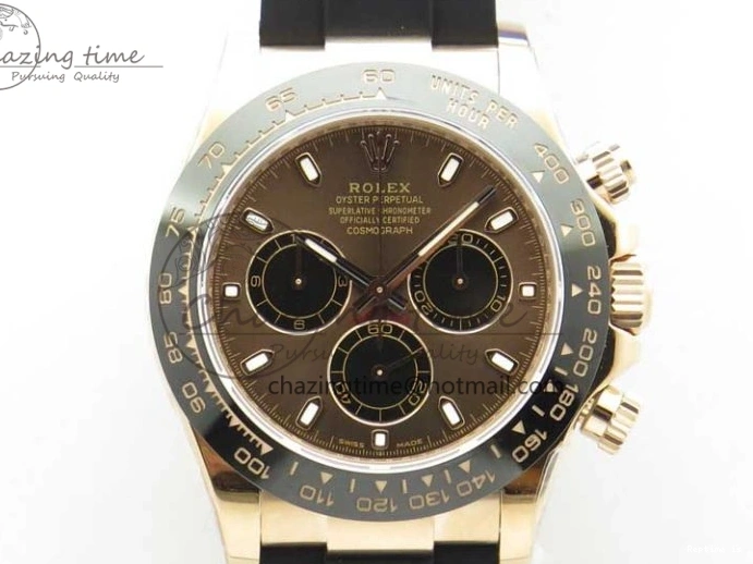 1224 Daytona 116515 Noob 1:1 Best Edition Chocolate Dial Lume Markers on Black Rubber Strap SA4130 (Free Extra Strap) V Stylish 2976